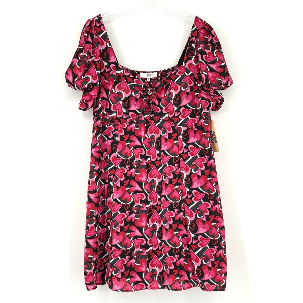 NWT Madden NYC Hearts Red Pink Black Dress 3XL Baby Doll Cut Out Feminine